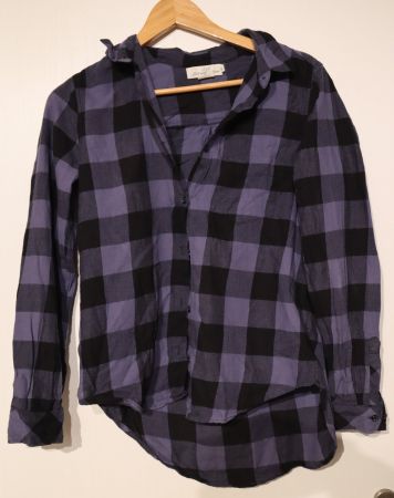 Indigofarbenes Karohemd, 100% Baumwolle, Gr. 36
