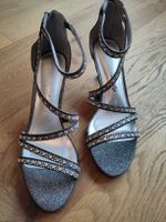 Glitzer Sandaletten, Silber, Gr. 38, perfekt zur Hochzeit