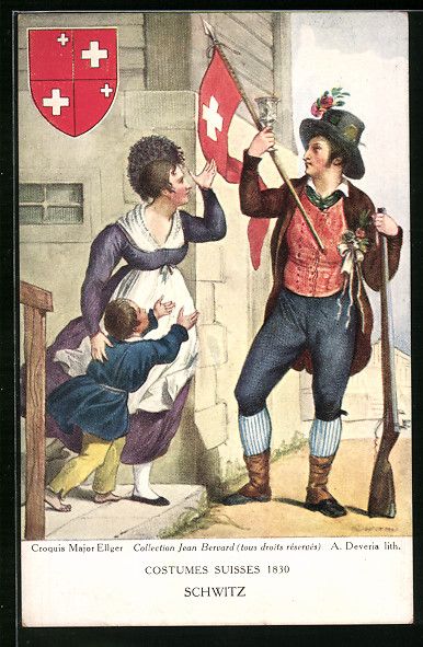 Cartes postales: Mann mit Gewehr und Fahne, Mutter und Ki – D'occasion à Berlin par bartko-reher