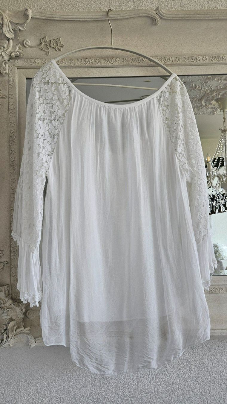 Tuniques: Bluse Gr. L / 40 mit Seide Tunika Weiss Spitze – D'occasion à Gossau ZH par fashiontwo 4