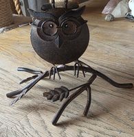 Eulefigur Metall eine Eule mit der Brille Mit Teelichthalter