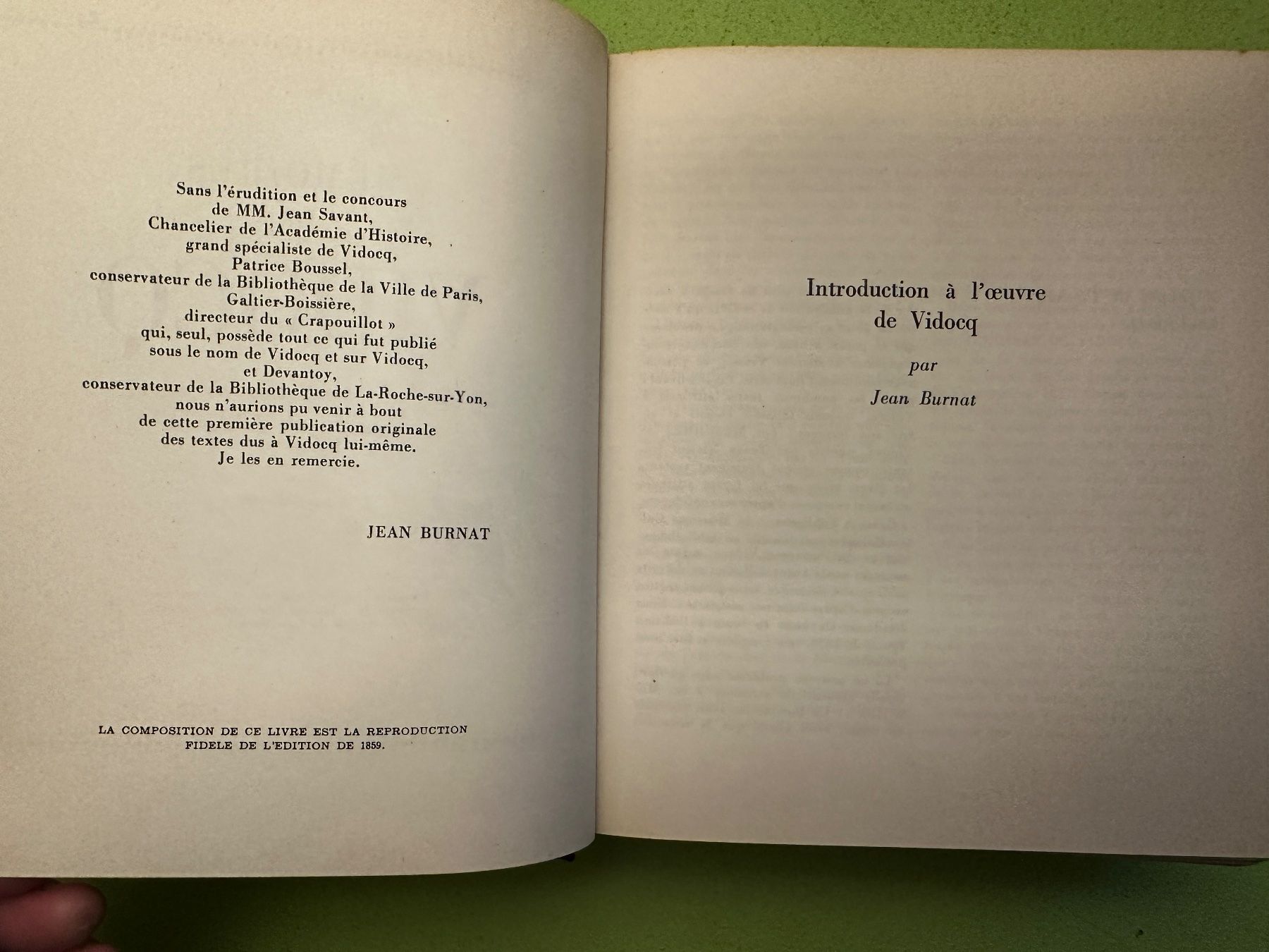 Bücher: Jean Burnat: Les mémoires de Vidocq. – Gebraucht aus Zürich von allp 3