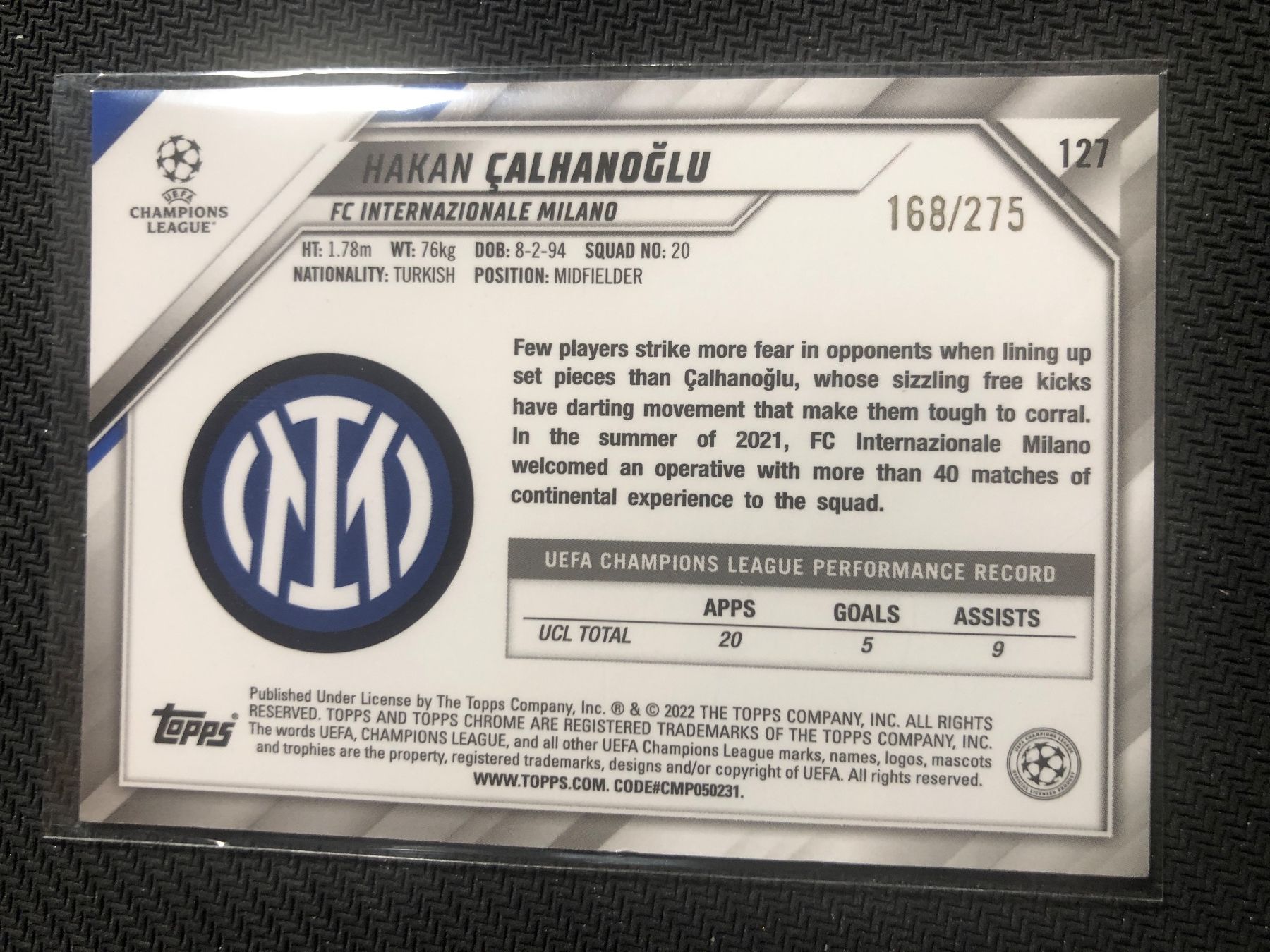 Topps Sammelbilder & Trading cards: Topps Chrome Hakan Calhanoglu /275 – Gebraucht aus Wangenried von Garagara 1