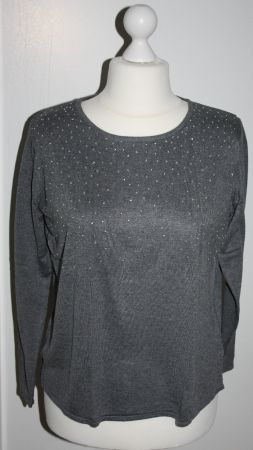 Pullover Furlano grau mit Strass Gr. 44/46