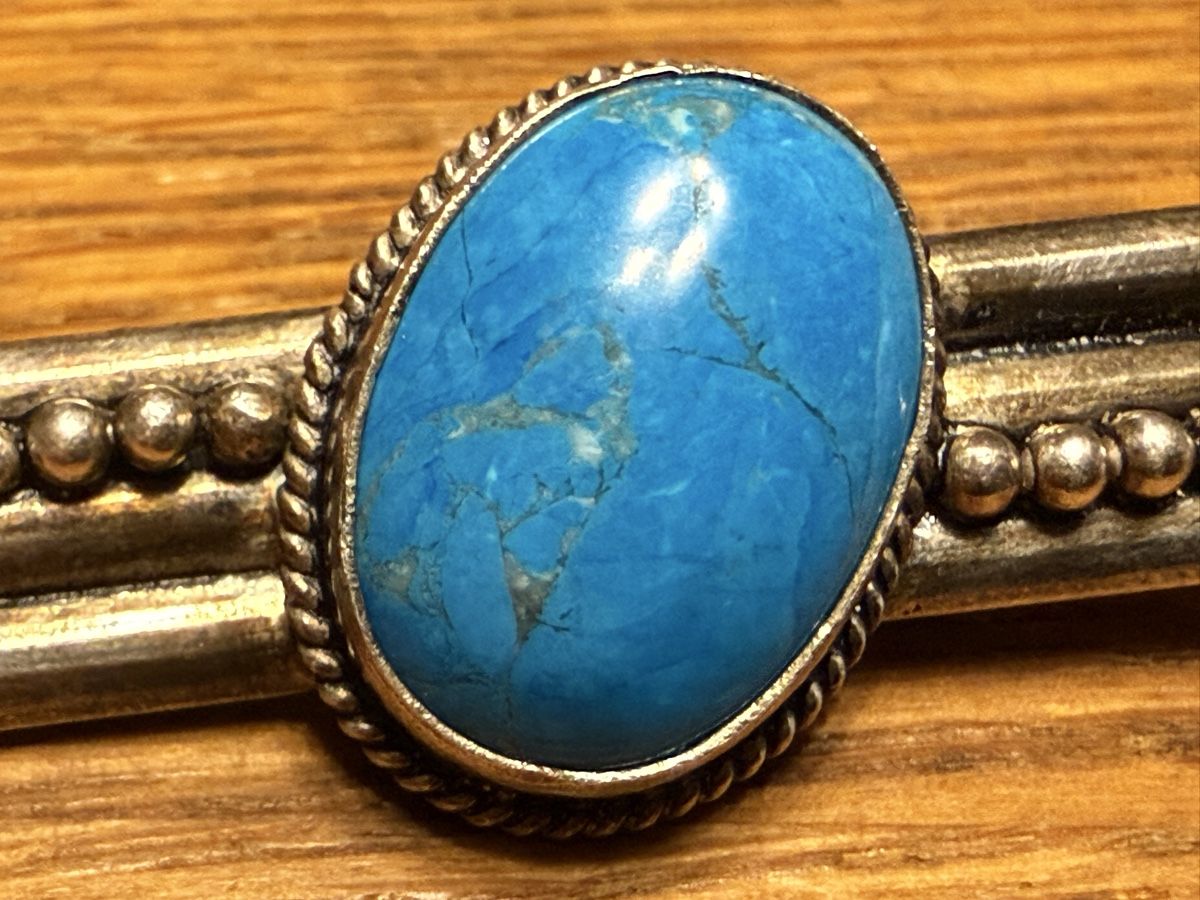 Broches & Aiguilles: Brosche Silber 925 mit Türkis Oval antik – D'occasion à Goldach par Messerguru 1