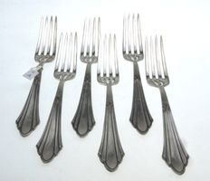 6 WMF 900 Fächer Menu- Hauptganggabeln versilbert (1A)