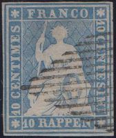 10 Rp. blau (23A) = 110.--++  weissrandig - feine Raute!