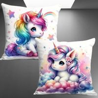 ✨🌈  Einhorn Kissenbezug-Set – Himmel, Wolken & Sterne 🦄✨