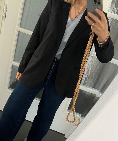 H&M Blazer Leinen Mix Gr. S Schwarz neuwertig