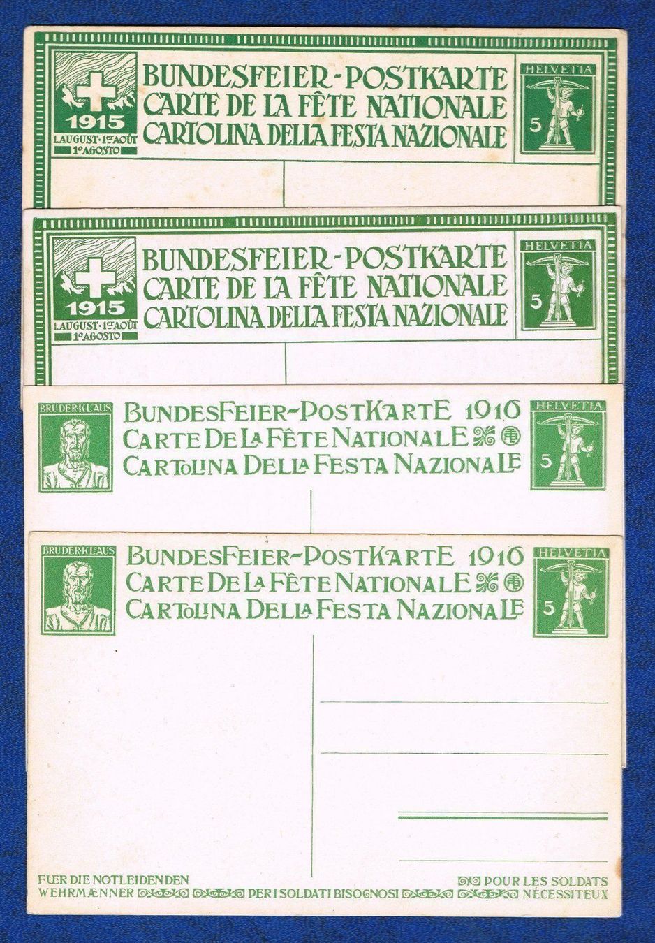 Tutti i francobolli: 8 Bundesfeier Karten 1915-1917 – Usato da Biberstein venduto da Jura39 3