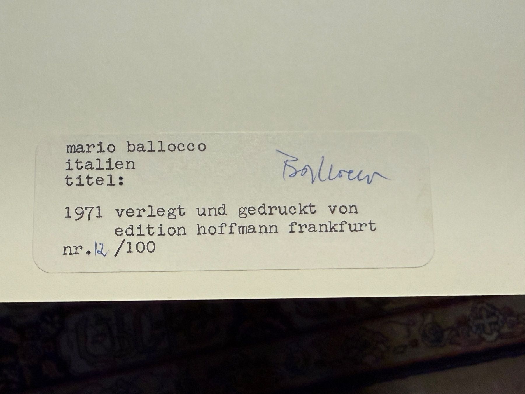 Grafica & Litografie: BALLOCO Mario 1913-2008 konkrete Kunst – Usato da Bern venduto da Jwpm66 2