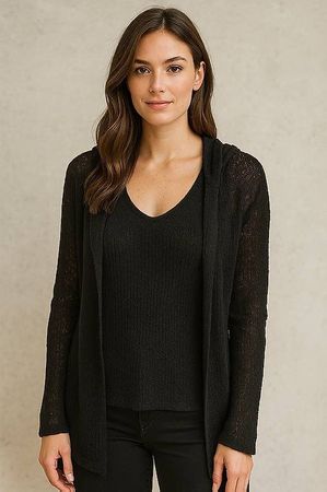 LONG SLEEVE FISHNET - Strickjacke - black