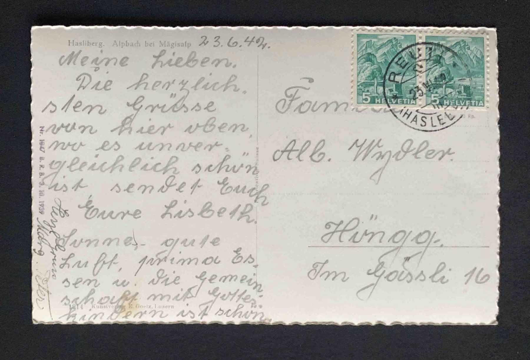 Cartoline postali: AK Hasliberg Alpbach bei Mägisalp – Usato da Goldau venduto da artelier1 1