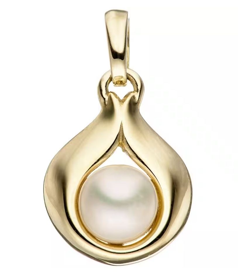 Perle (finte): Tropfen mit Perle, 333 Gelbgold – Nuovo e nell'imballaggio originale da Hemmental venduto da Fantasie1