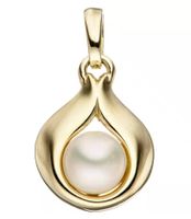 Tropfen mit Perle, 333 Gelbgold