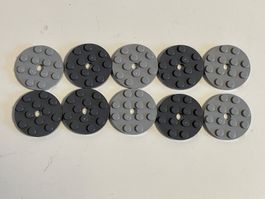 LEGO - 10 graue rund Steine