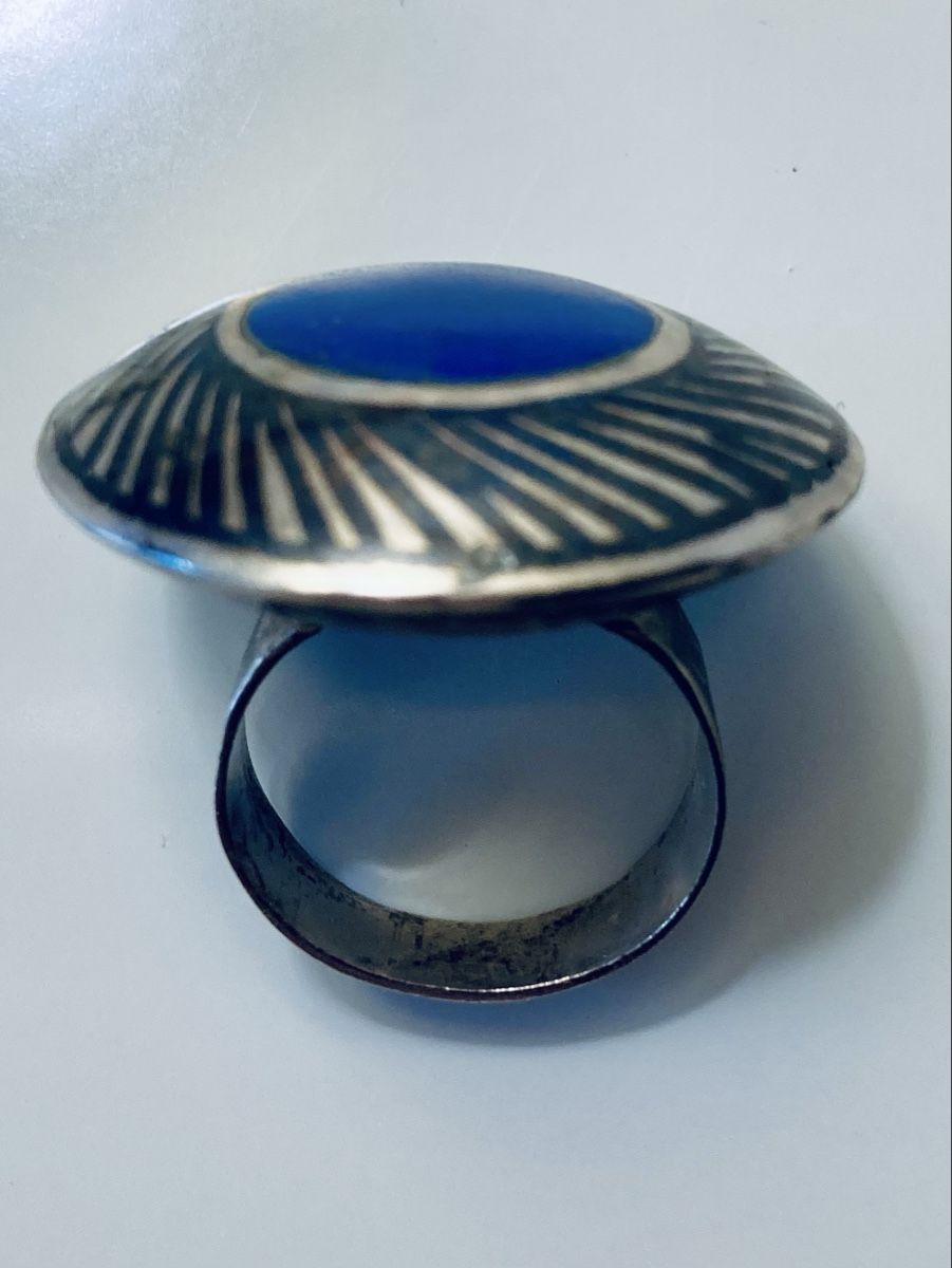 Anelli: Silberring mit blauem Stein Grösse 60 – Usato da Basel venduto da elocin4791