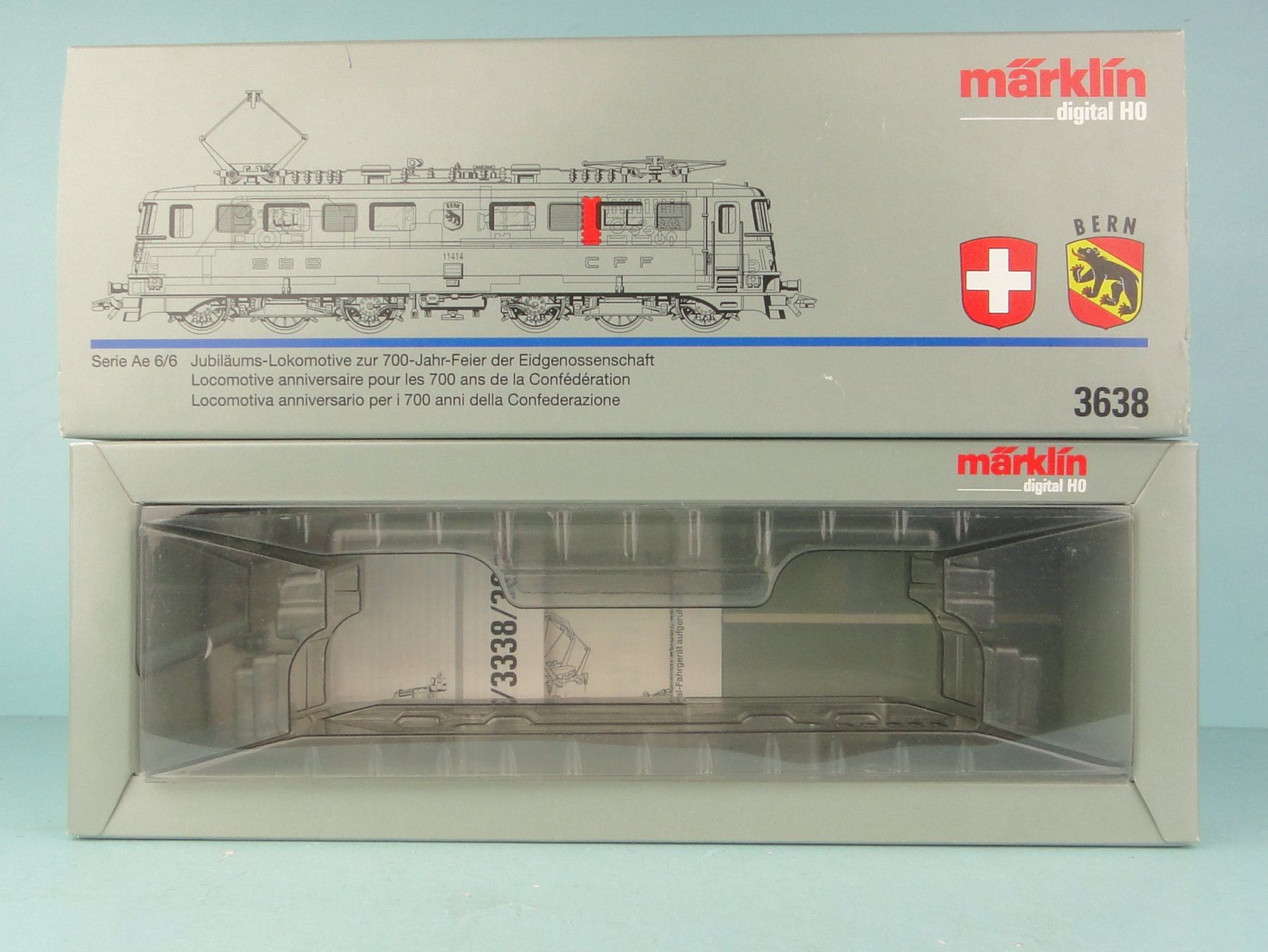 Märklin Modellini di ferrovie: Märklin leerer Karton 3638 SBB Ae 6/6 – Usato da Bülach venduto da cann11