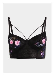 Altra biancheria intima: Topshop Bustier schwarz mit gestickten Blumenmuster – Nuovo (secondo la descrizione) da Grächen venduto da Walterli_88