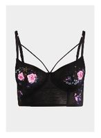 Topshop Bustier schwarz mit gestickten Blumenmuster