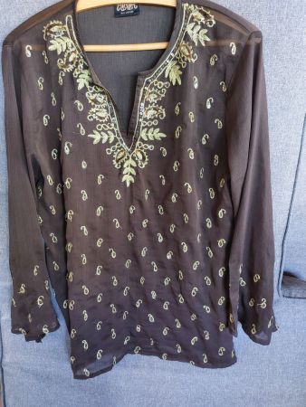 Von Cachet: orientalische Tunika Braun/Gold - Gr. L Gr. 40