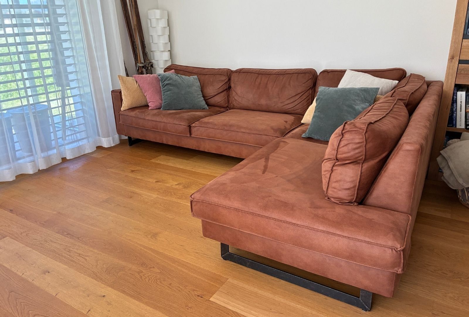 Divani: Ecksofa «Pinto» – cognac, Microfaser in Lederoptik – Usato da Davos Dorf venduto da and_88z9 1
