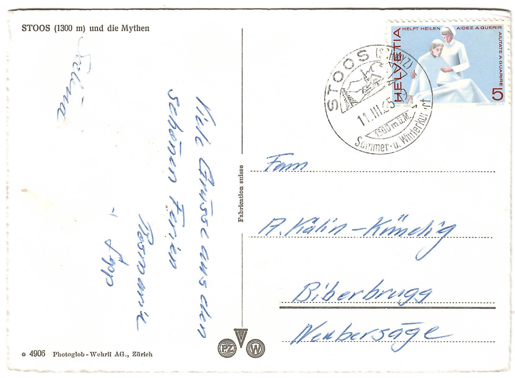Cartoline postali: Ansichtskarte Stoos  (sehr stark belebte Winterkarte) – Usato da Kerns venduto da etma3 1
