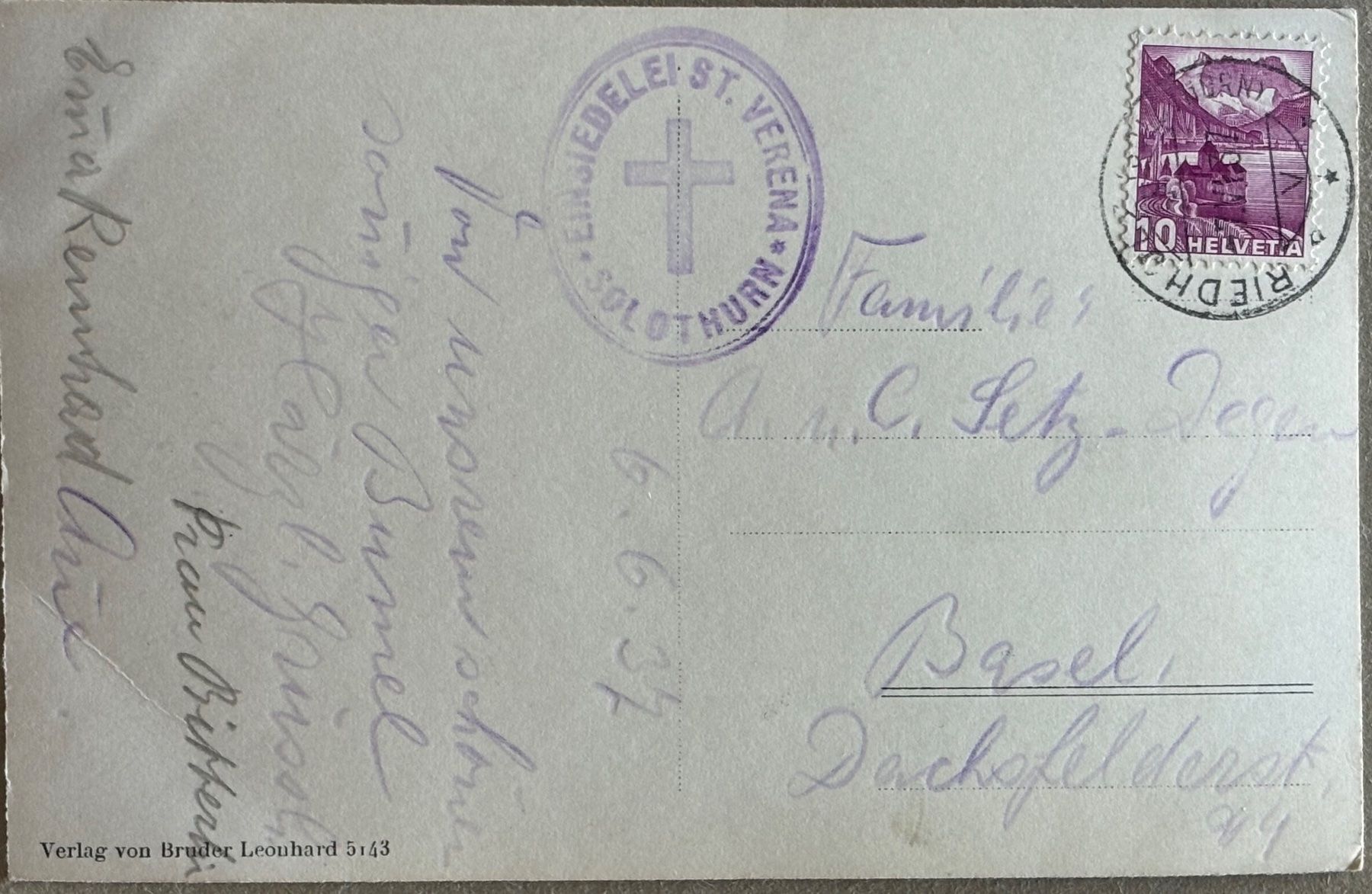 Cartoline postali: Einsiedelei St. Verena, Solothurn – Usato da Frauenfeld venduto da Merk52 1