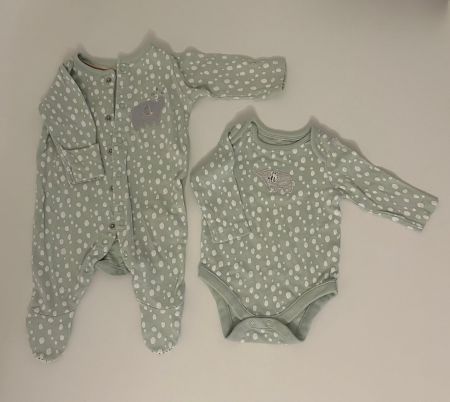 Babyset Strampler und Body Tupfen Elefant 0-1m