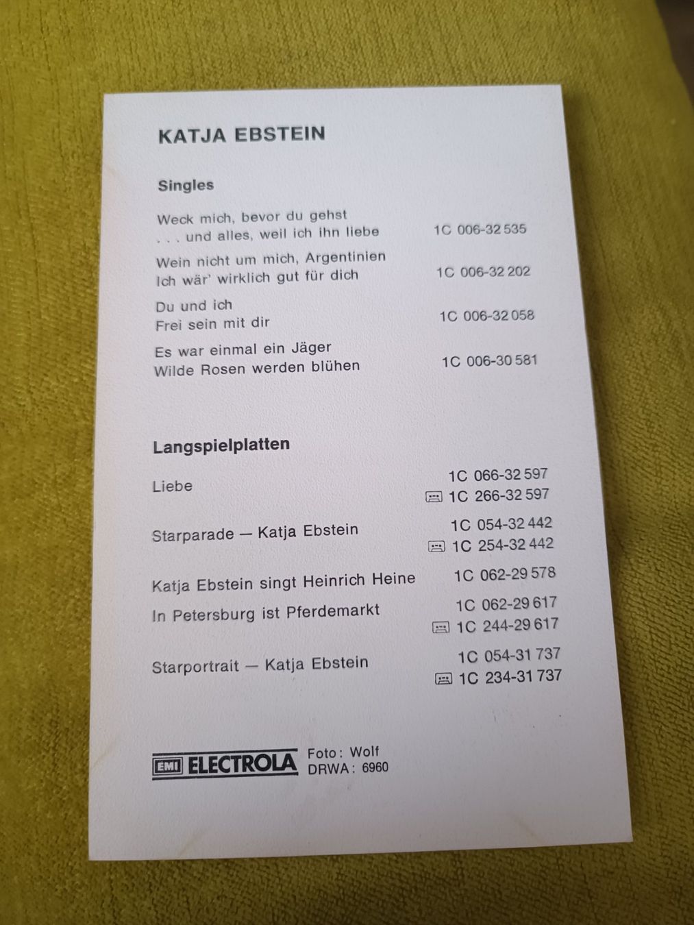 Autografi: Katja Ebstein – Usato da Menziken venduto da Artographs 1