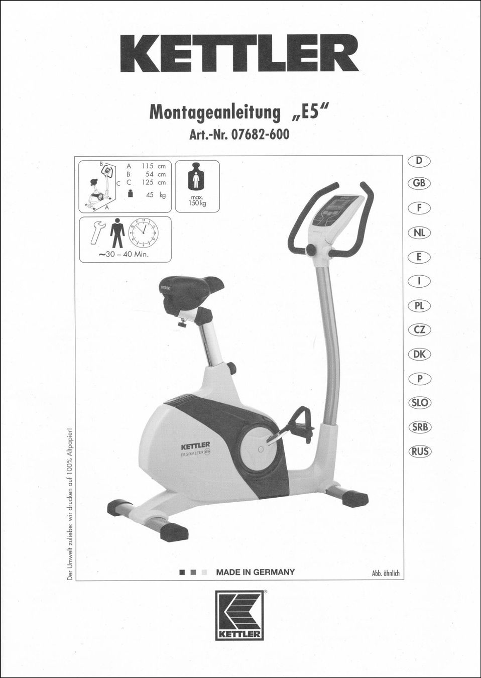 Kettler Hometrainer: KETTLER Ergometer E5 - Top Zustand, Induktionsbremse – Usato da Windisch venduto da Vindonissa07 4