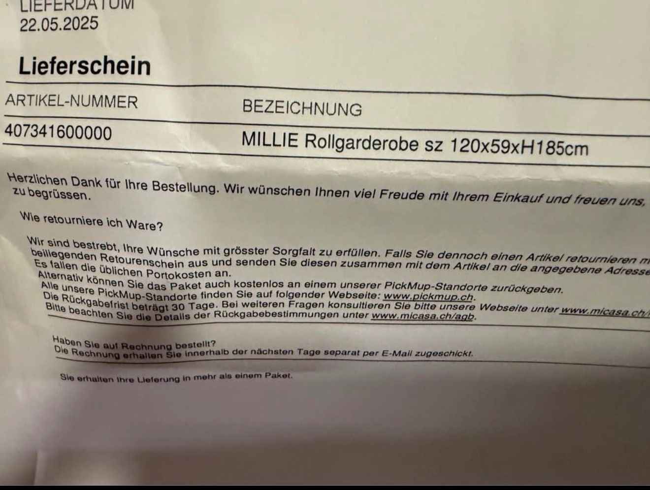 Micasa Garderobe: Kleiderständer mit Rollen – Neu und originalverpackt aus Rigi Kaltbad von Wtrick 2