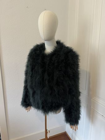 Revolve Lamarque Feather Jacket - Stunning Dark Green