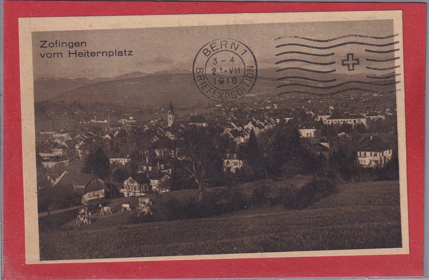 Cartoline postali: Zofingen vom Heiterplatz 1918 – Usato da Orvin venduto da Pyaeschli
