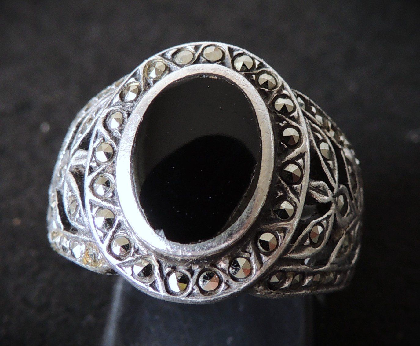 Anelli: Silber 925 Fingerring mit Gagat und Markasit – Usato da Waldenburg venduto da schaller707 3