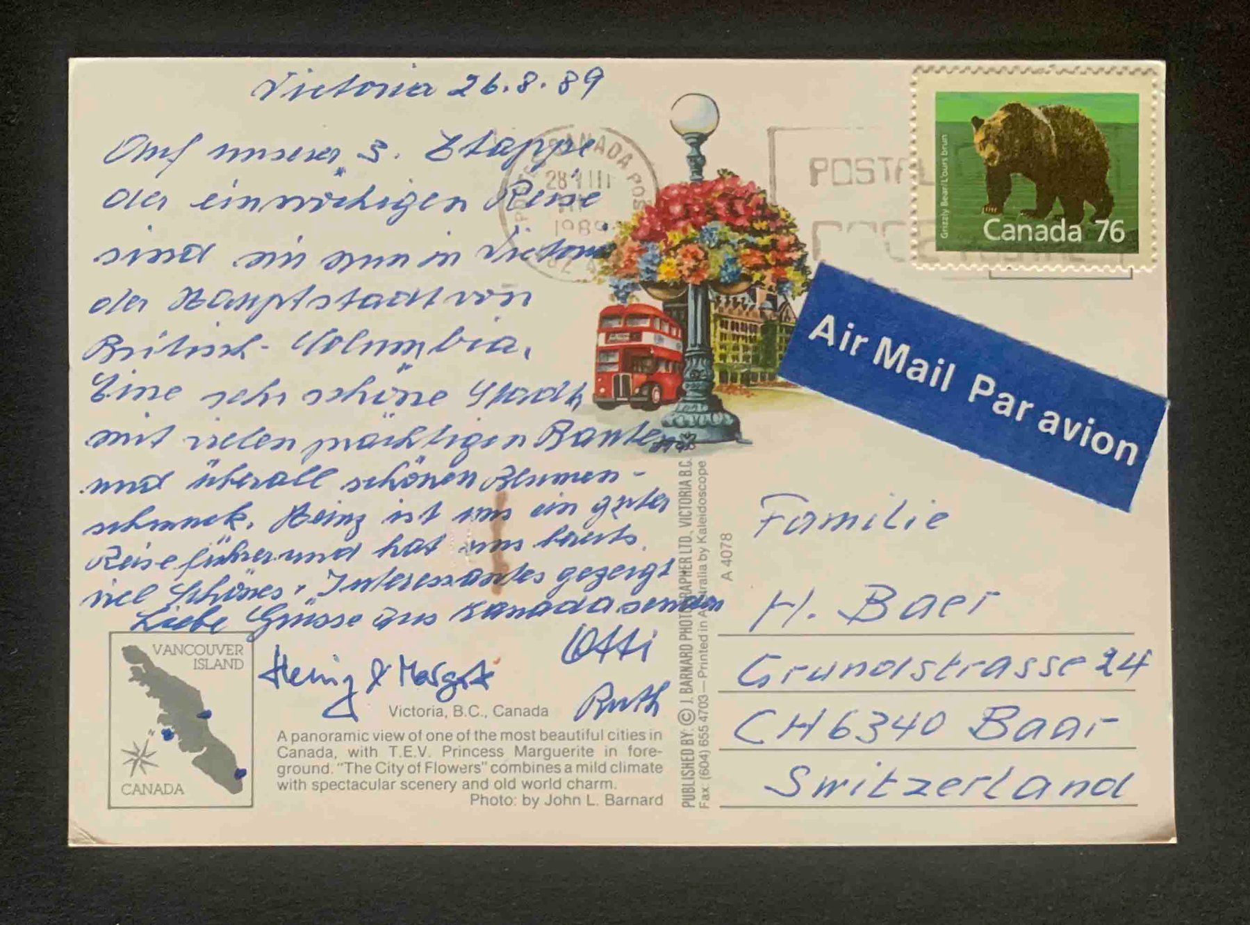 Cartoline postali: AK Greetings from Victoria Schiff Canada – Usato da Goldau venduto da Balkonia09 1