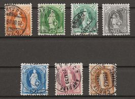1882 : Stehende Helvetia Nr. 66A - 72A : KP 200.--