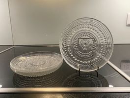 3 Teller Glas farblos O. Toikka Nuutajärvi Kastehelmi 1964