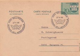 Tag der Aerophilatelie 1968 (Bellinzona),  FL-Antwortkarte