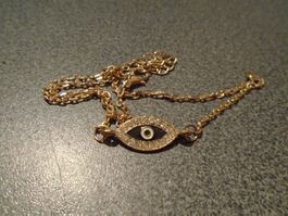 Armband goldfarbig, Anhänger Auge