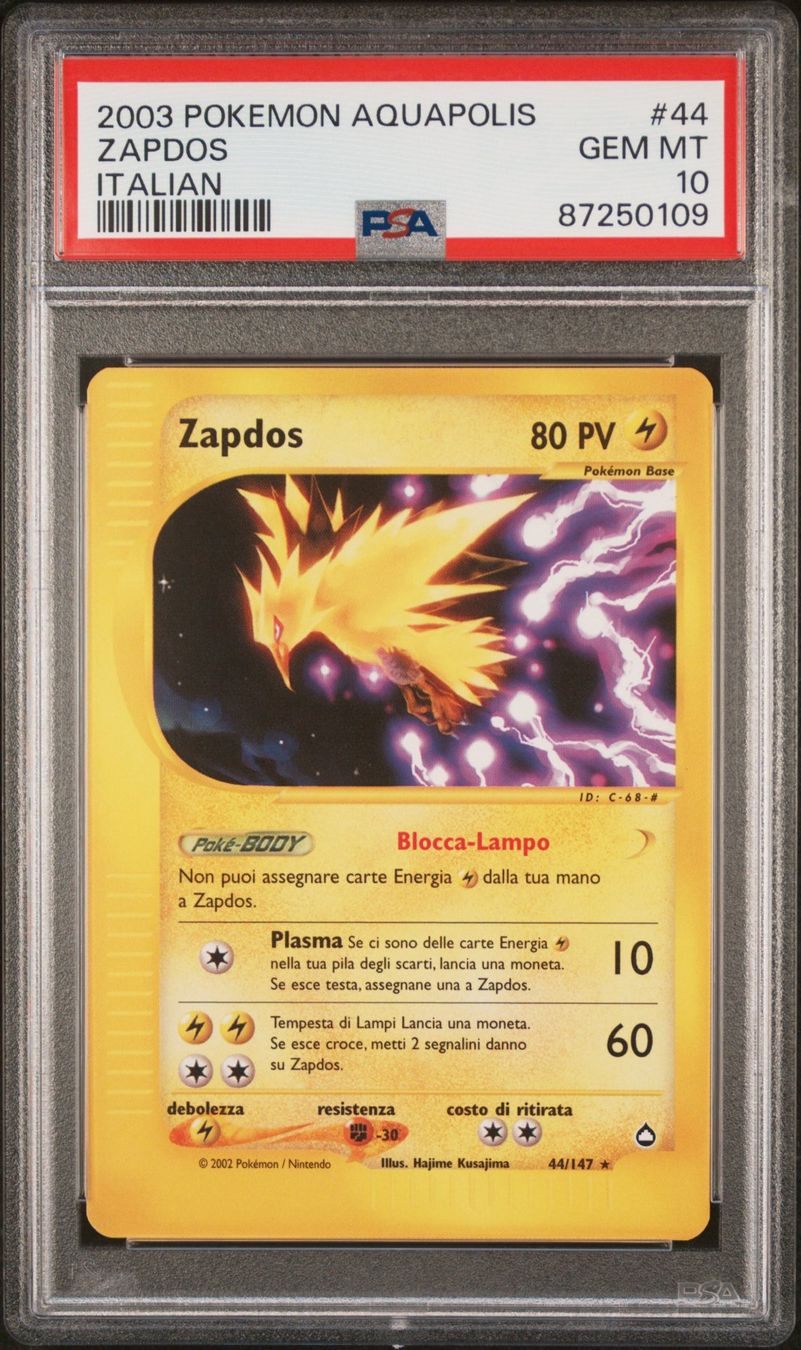 PSA 10 Zapdos Aquapolis #44/147 Pokémon Italian (Neu (gemäss ...