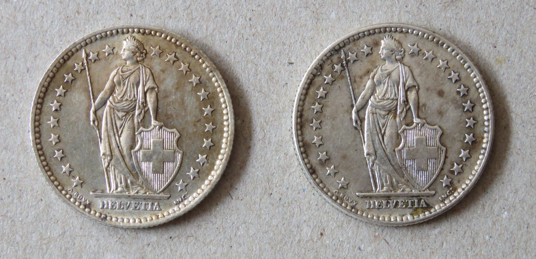 Alle Münzen: 2 x Fr. 2.- 1958 und 1961 – Gebraucht aus Kreuzlingen von Koi4 1