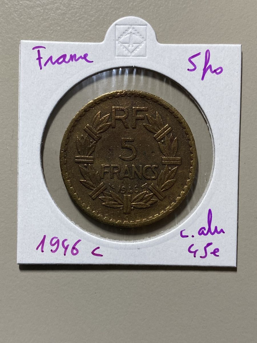 Alle Münzen: France - 5 francs - 1946 C  – Gebraucht aus Payerne von Mike1682