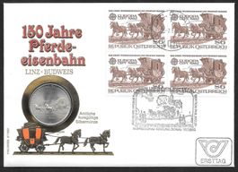 Münzbrief Österreich 150 Jahre Pferdeeisenbahn 30.7.1982