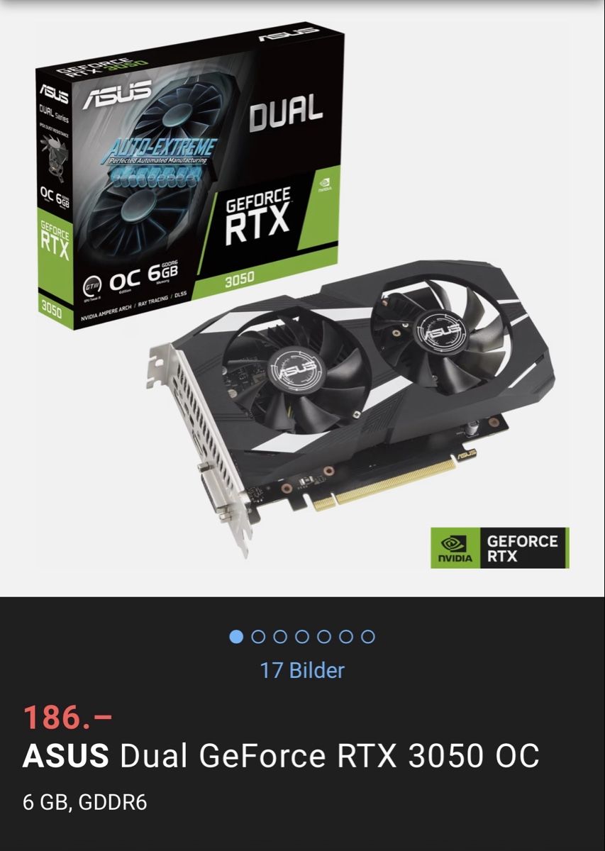Grafikkarten: Asus Dual RTX 3050 OC 6GB - Used – Gebraucht aus Röthenbach Hbsee von gr0ggi