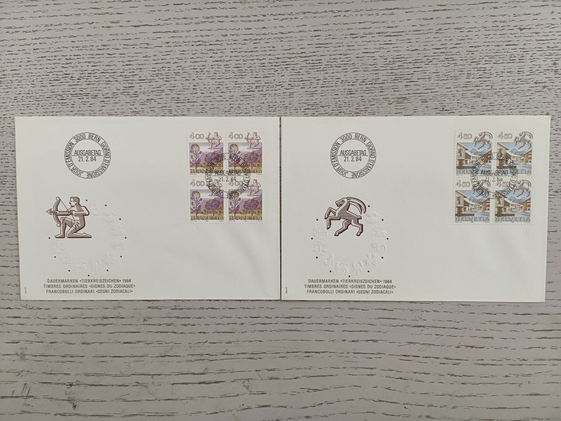 Tutti i francobolli: 1984 FDC Sternzeichen Viererblock – Nuovo (secondo la descrizione) da Dübendorf venduto da goeggi79