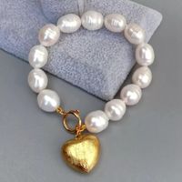 Herz weiss Lua Perlen Armband Echt Bracelet Coeur Perle