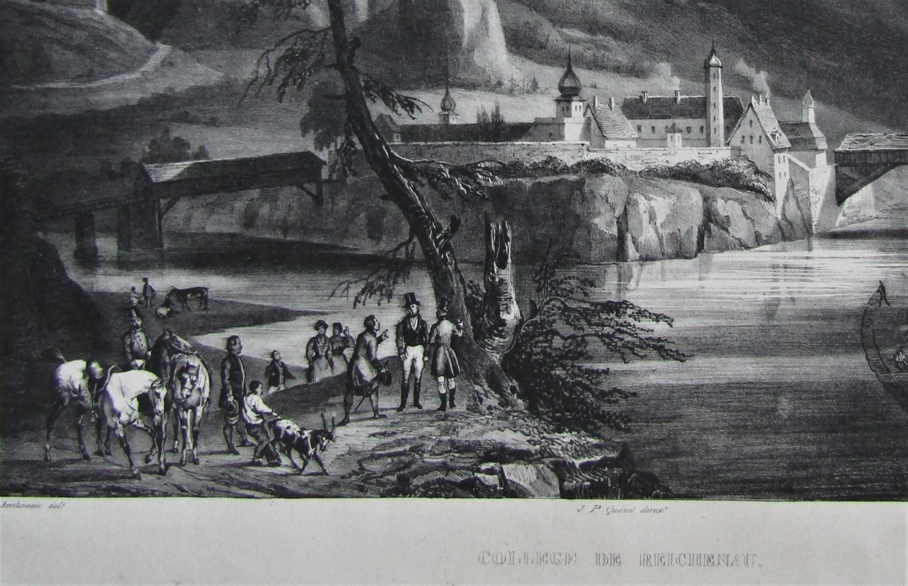 Incisioni: Reichenau grosse Lithographie Motte um 1830 – Usato da Rafz venduto da Helvet32 1