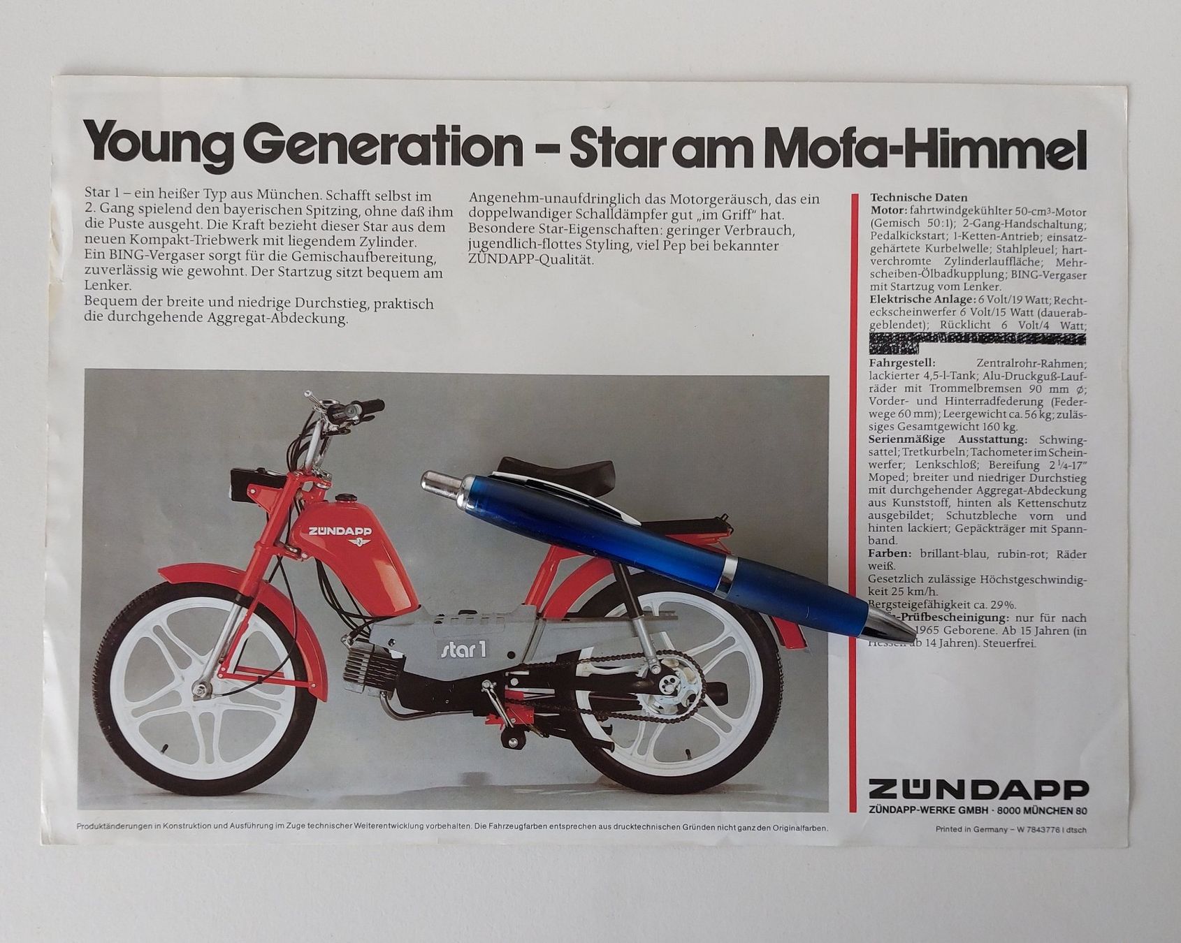Zündapp Ciclomotori: Prospekt Mofa Zündapp Star 1 – Usato da Schenkon venduto da TG10 1