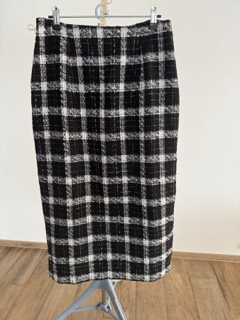 Jupe crayon Mango, à carreaux, noir et blanc, taille M